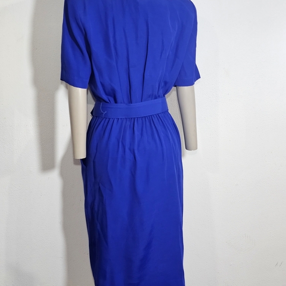John Roberts Midi Length Button Front Dress Womens 5 / 6 Red Blue Vintage 90's - Picture 8 of 10